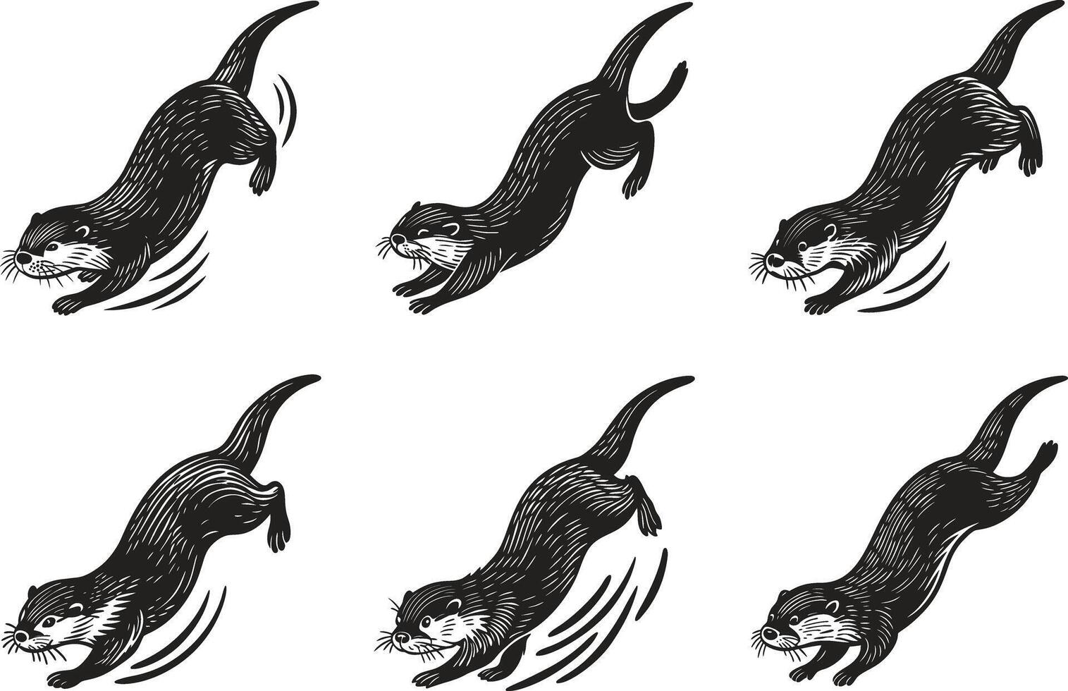 Otter Silhouette Pack vector