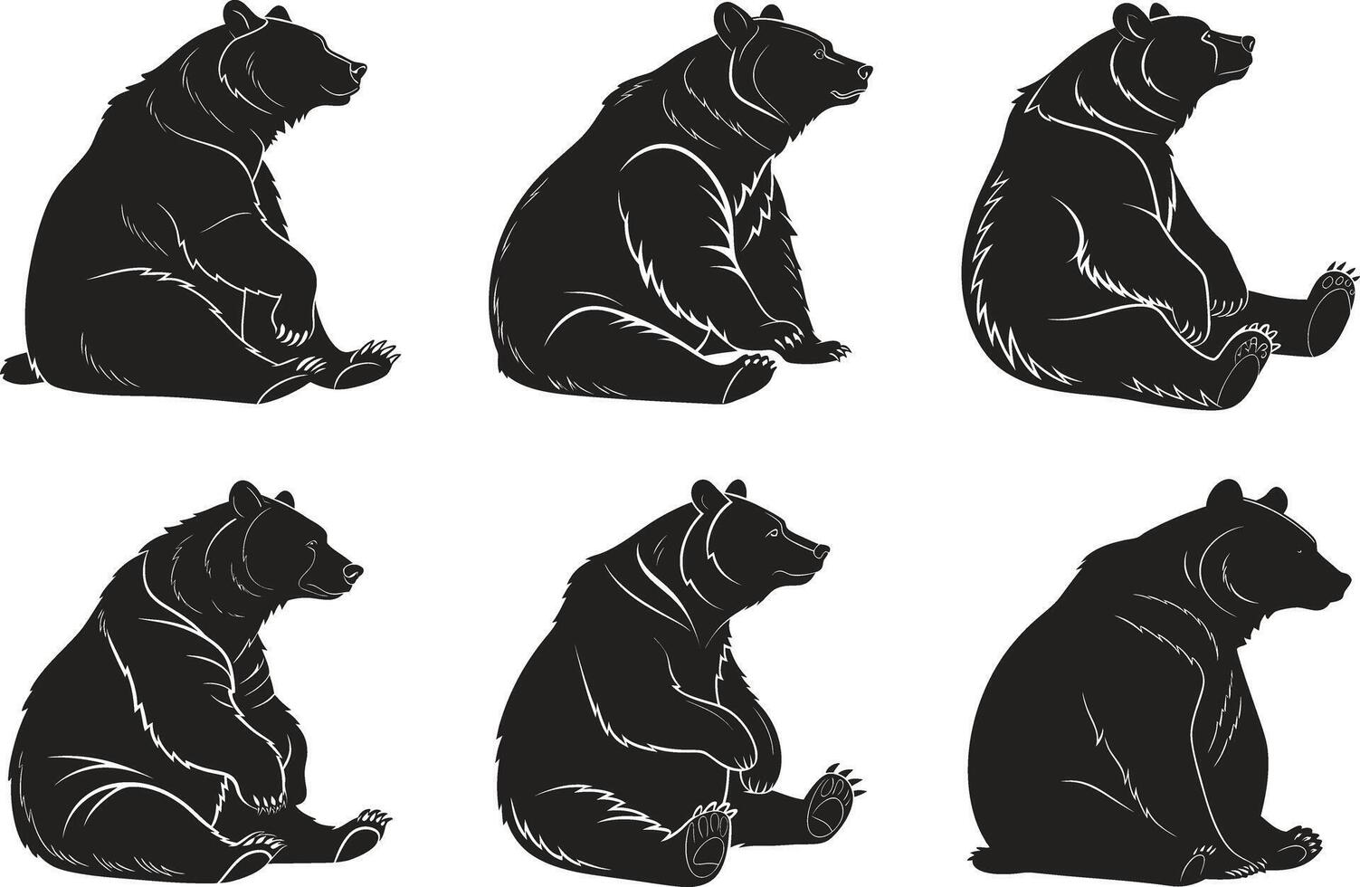 Bear Silhouette Graphic Set vector