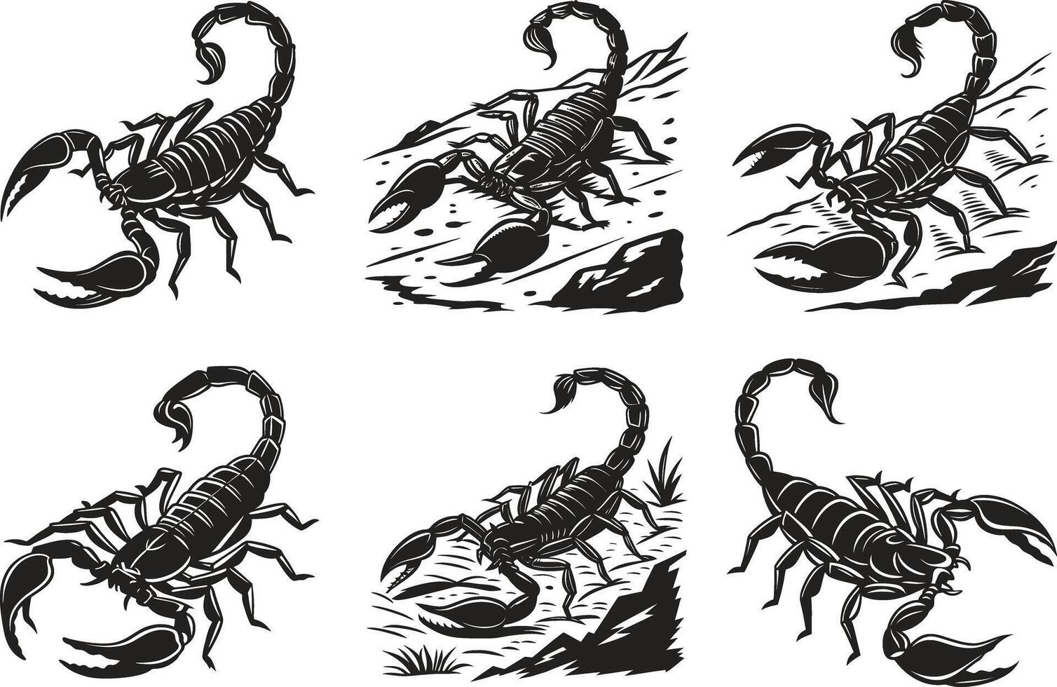 Scorpion Silhouette Illustrations Bundle vector