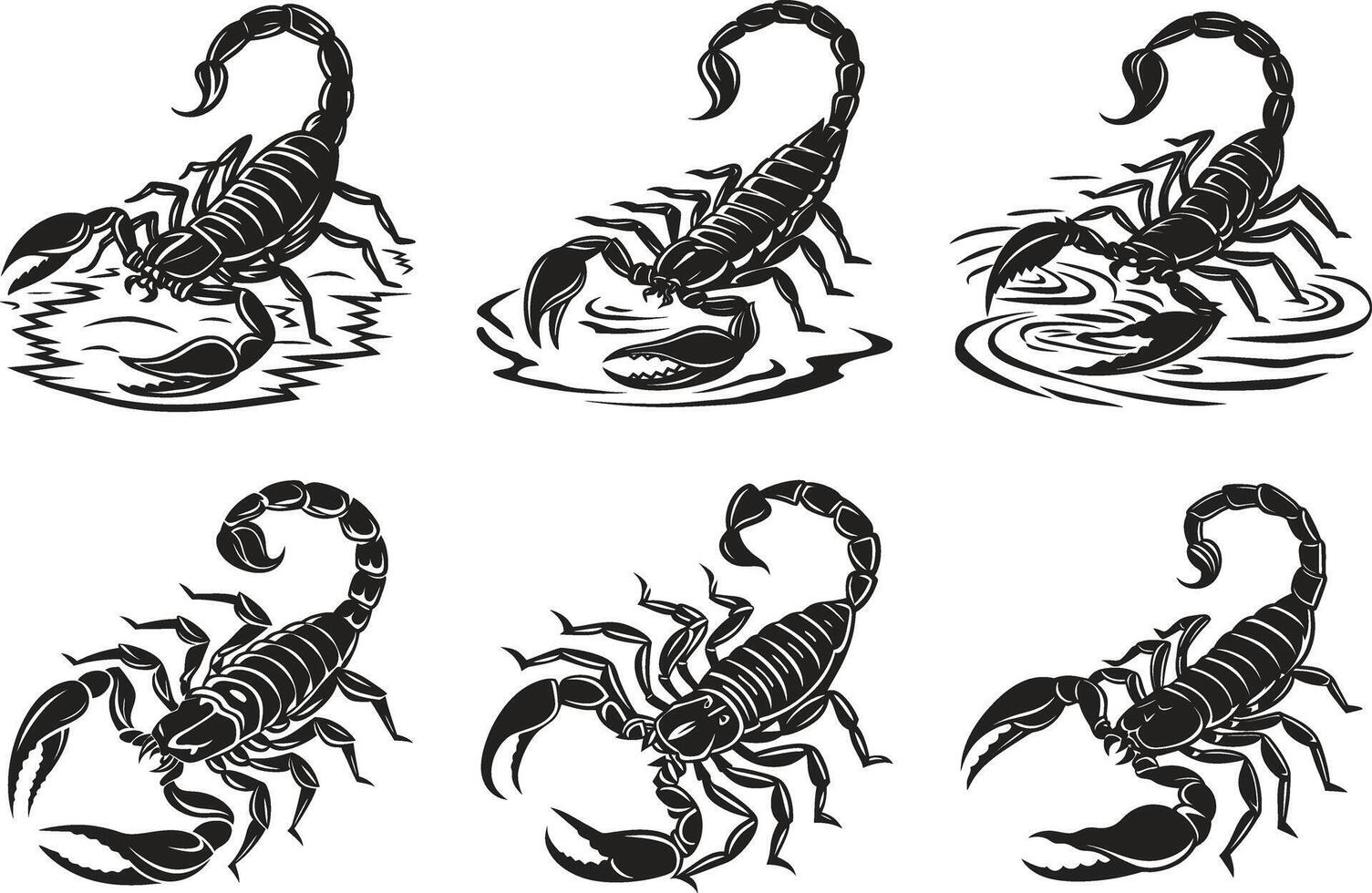 Scorpion Silhouettes in Various Poses vector