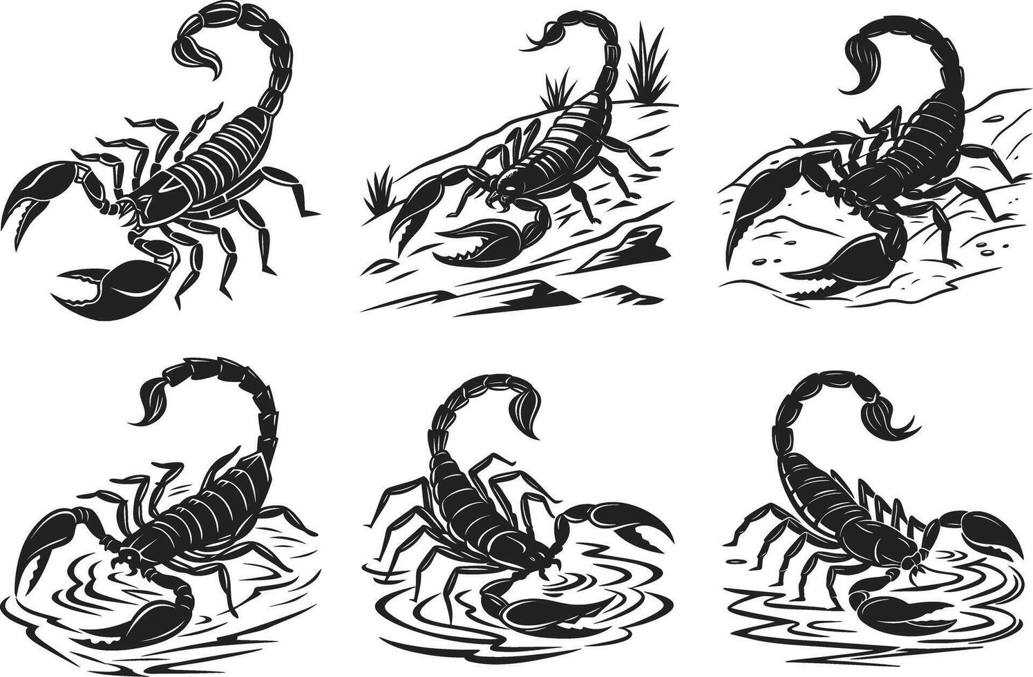 Deadly Scorpion Silhouette Collection vector