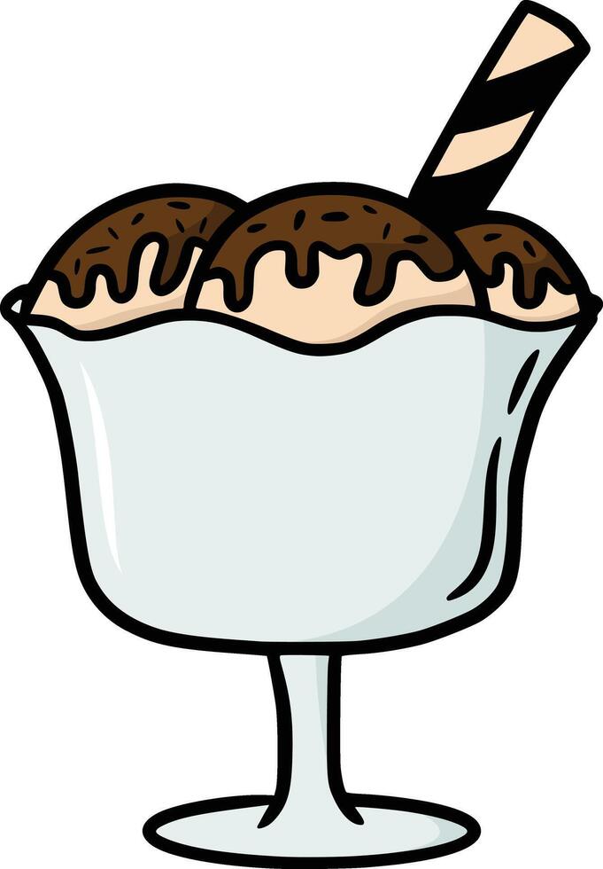 Ice cream on glass doodle Ice cream on glass doodle with cherry on top vector