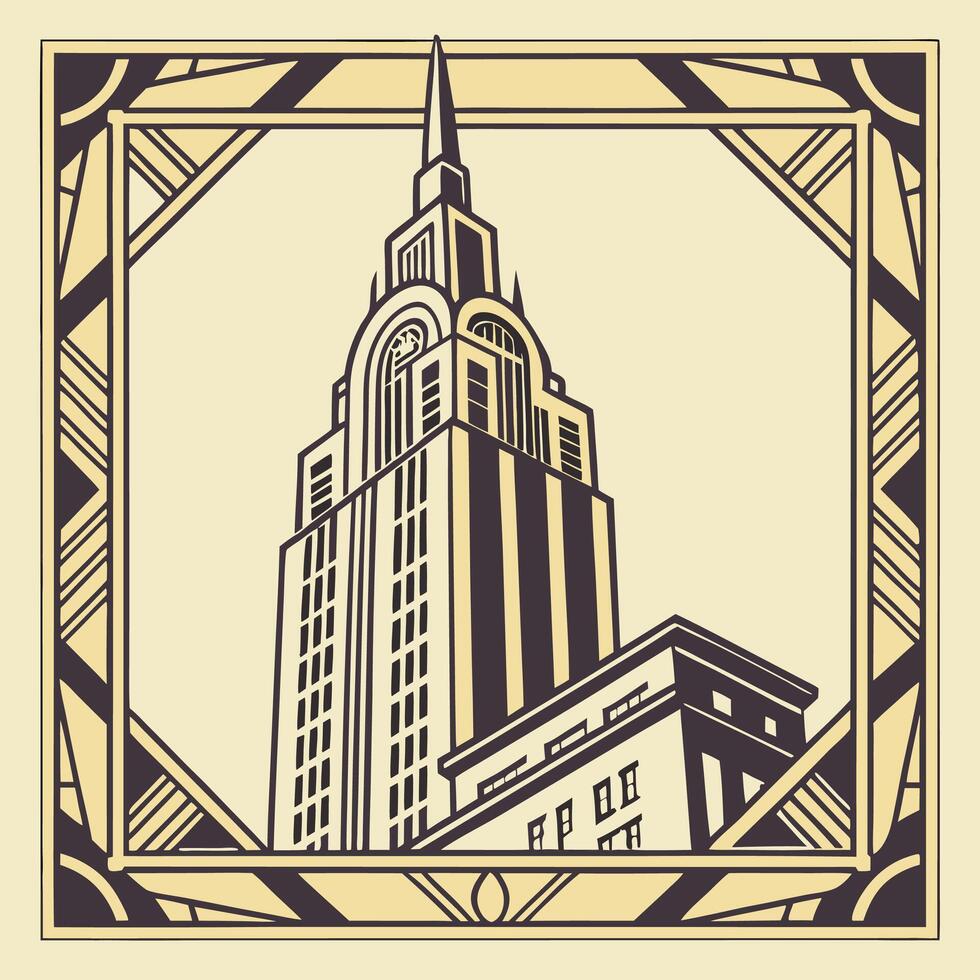 a vintage inspired art deco frame with geometric vector