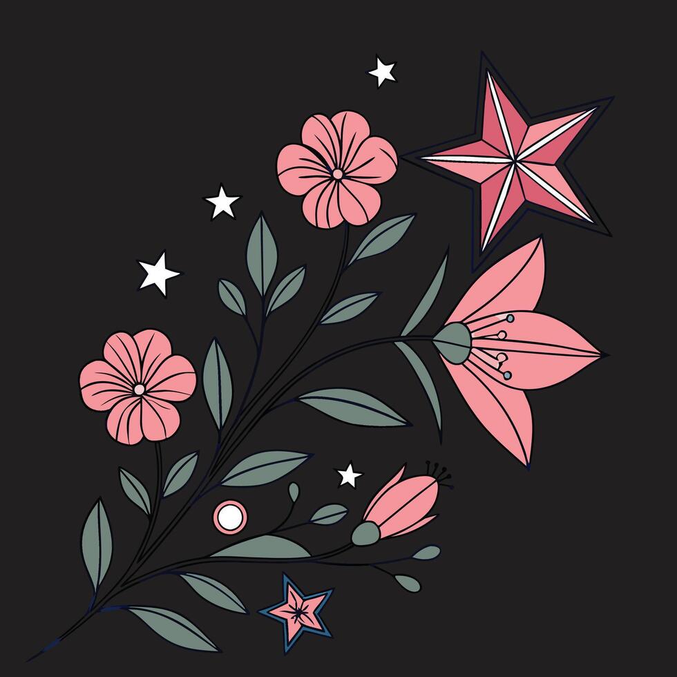 Beautiful colorful flower line art design vector
