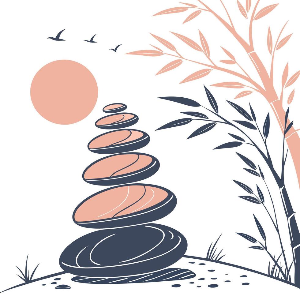 a design of stacked zen stones with soft vector
