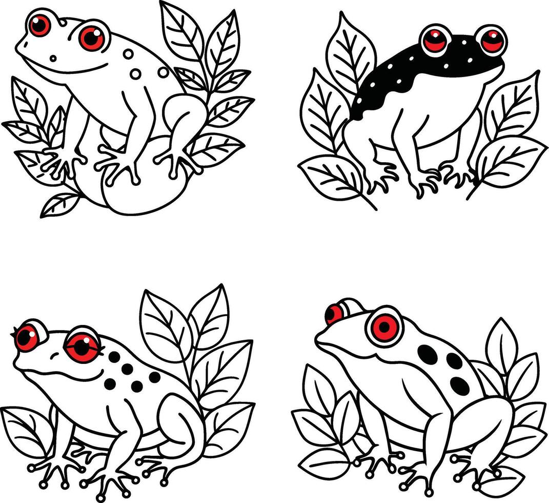 Frog linear illustration for coloring page vector