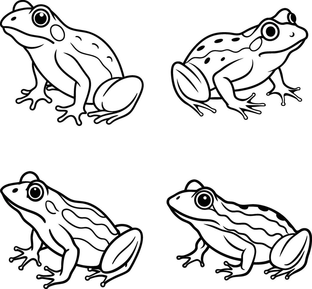 Frog artistic line work for coloring page vector