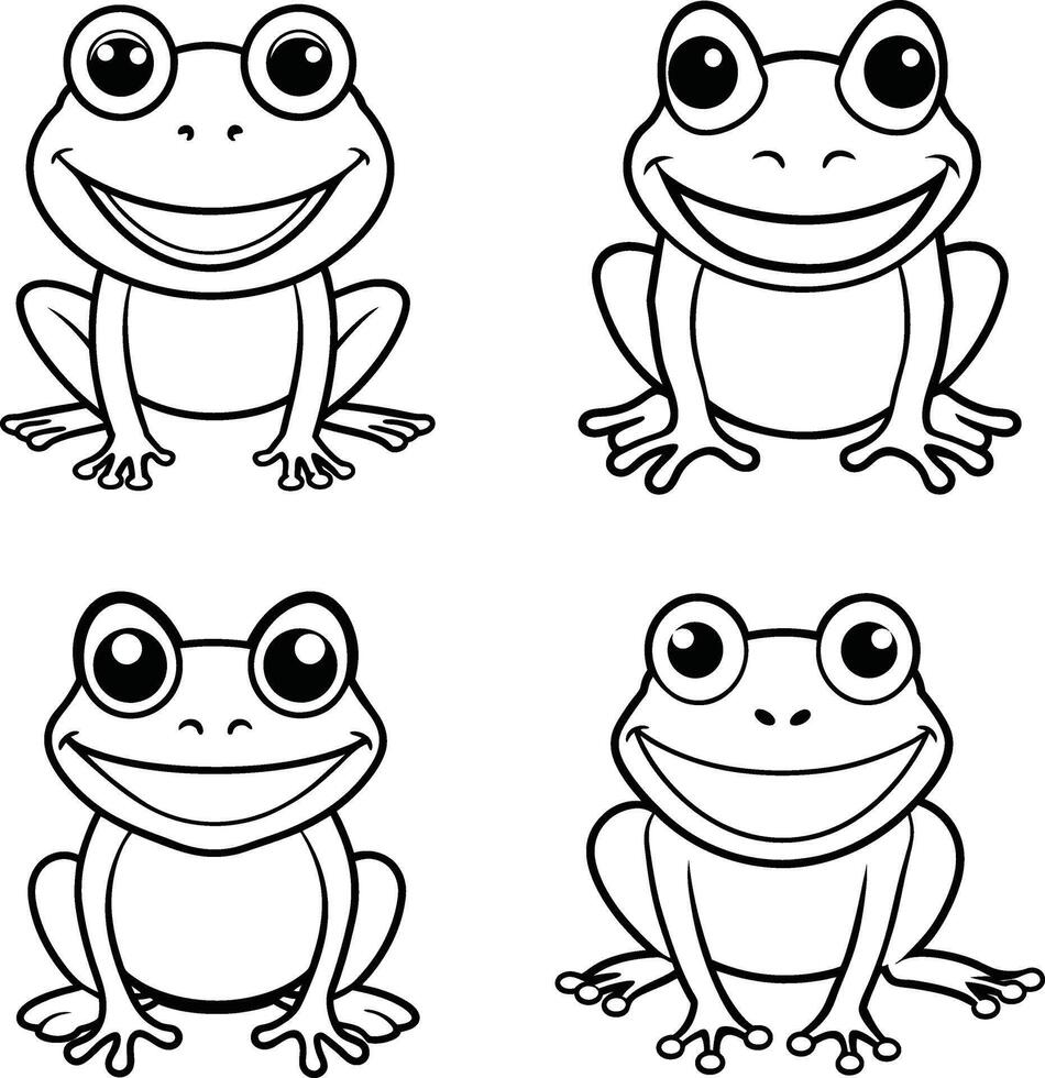 Frog shaped line drawing for coloring vector