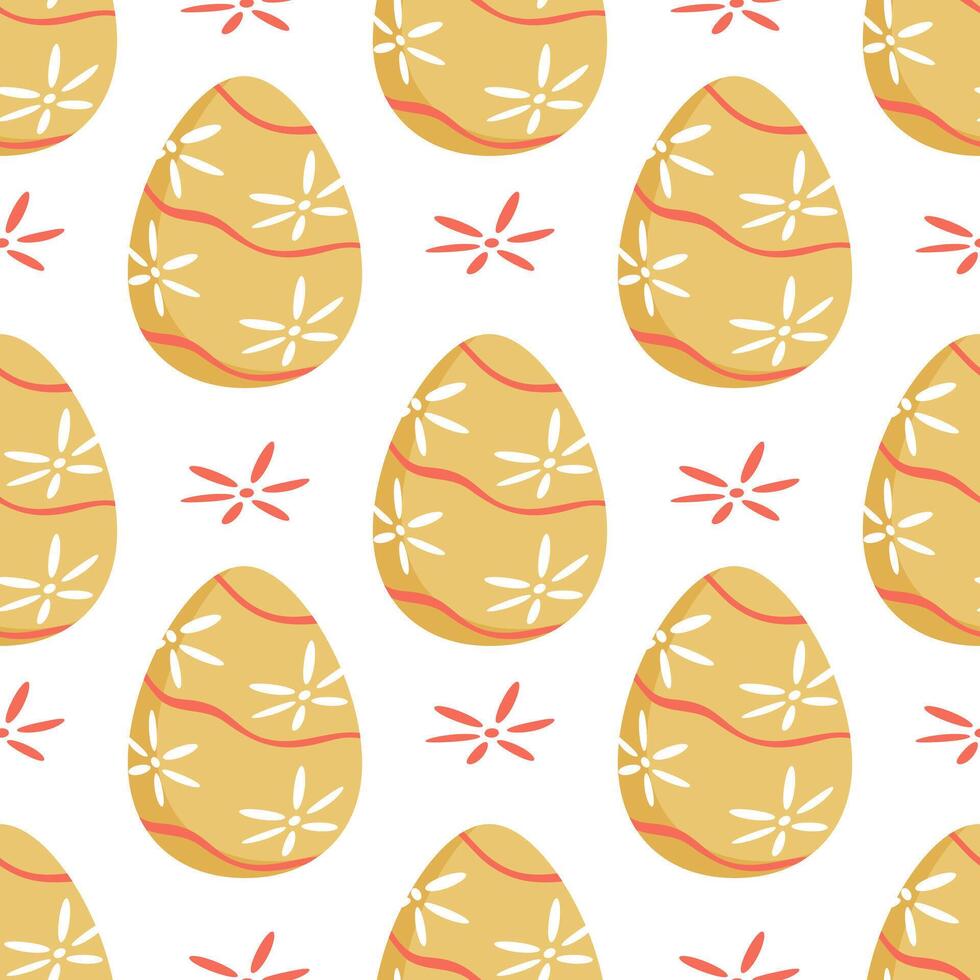Seamless pattern with Easter eggs and flowers. Suitable for spring and Easter designs. flat illustration. vector