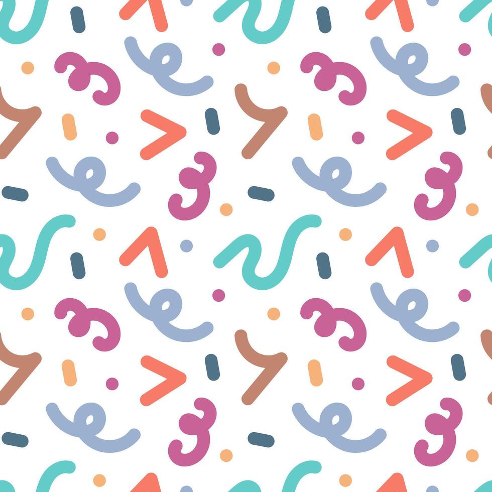 Seamless pattern with simple colored linear doodles. Children's background. vector