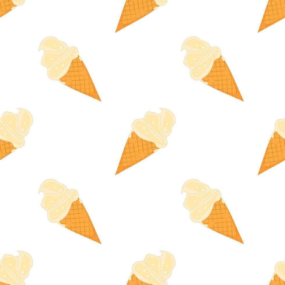 Ice cream seamless pattern. Summer background with sweet dessert. vector