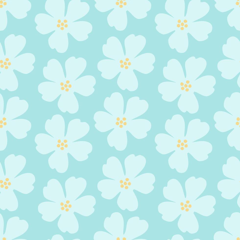 Naive floral hand-drawn pattern. Minimalistic children's background in pastel colors. vector