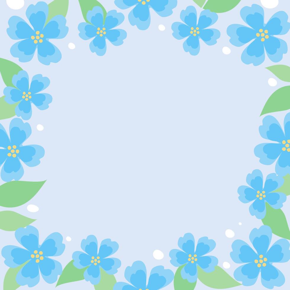 Spring floral frame. Flowers and leaves. vector