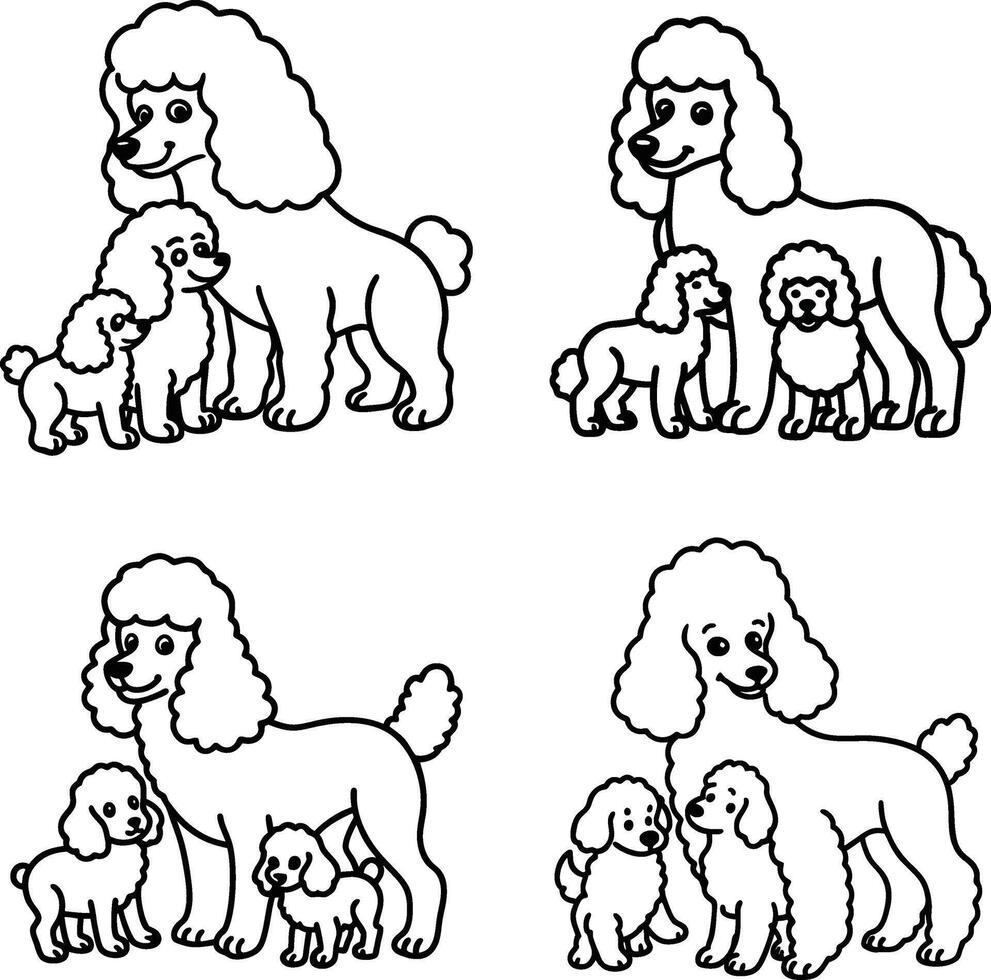 Laughable dog collection outline sheet vector