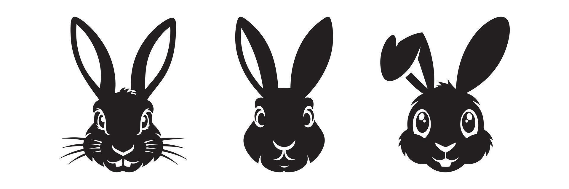 Set of Rabbit Silhouettes. Easter Bunnies. Isolated on a white background vector