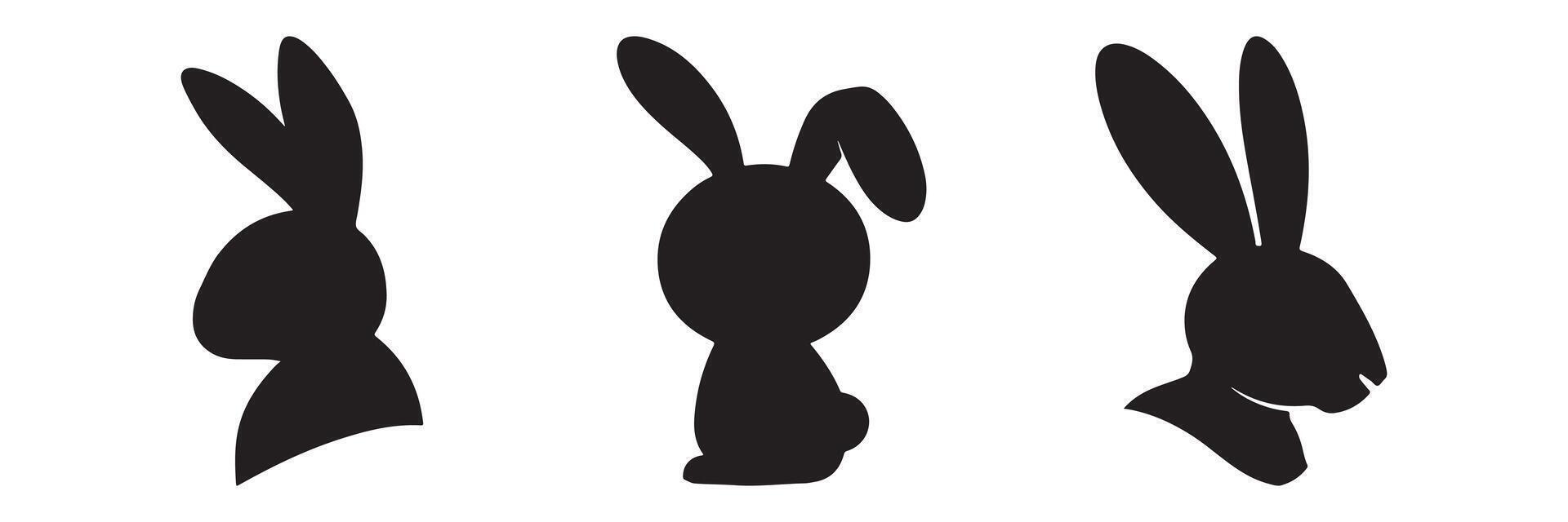 Set of Rabbit Silhouettes. Easter Bunnies. vector
