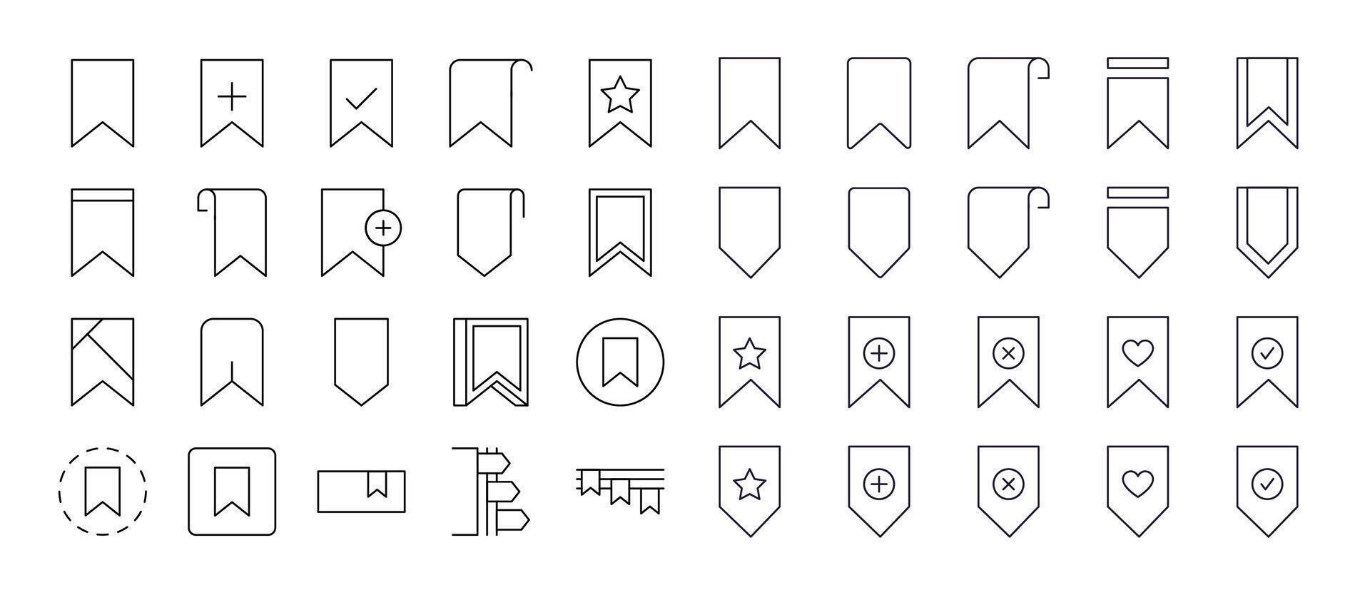 Bookmark Line Icon Set. Minimalistic Linear Pictogram for Web and Graphic Design, Apps, Banners, Social Network and Cards vector