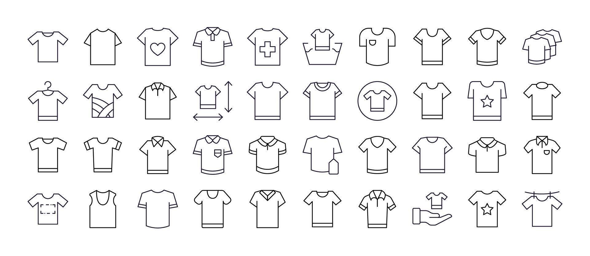 T Shirts Collection of Thin Icons. Editable Stroke. Perfect for Web Sites, Books, Cards, Apps vector