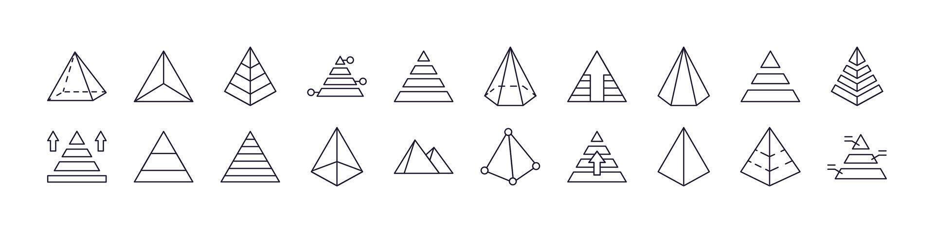 Pyramid Thin Icons Collection. Editable Stroke. Perfect for Web Sites, Books, Cards, Apps vector