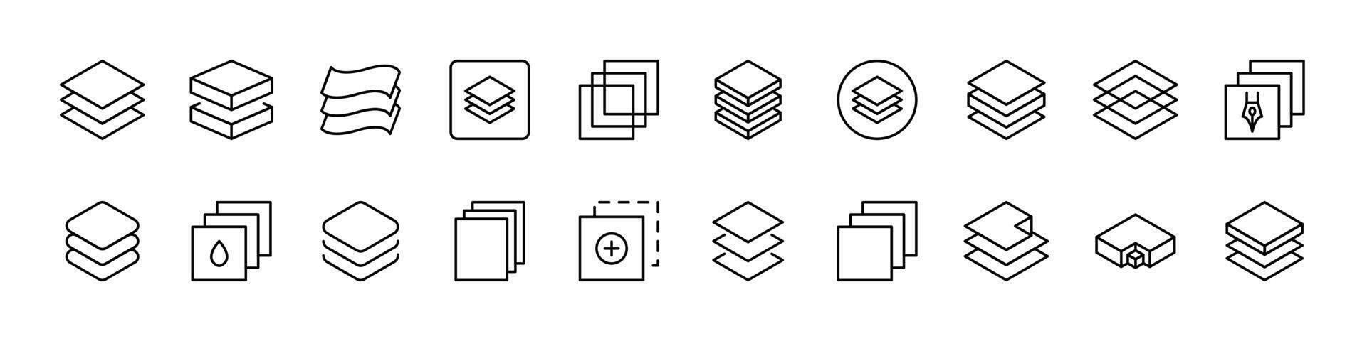 Folder Line Icon Pack. Minimalistic Linear Pictogram for Web and Graphic Design, Apps, Banners, Social Network and Cards vector