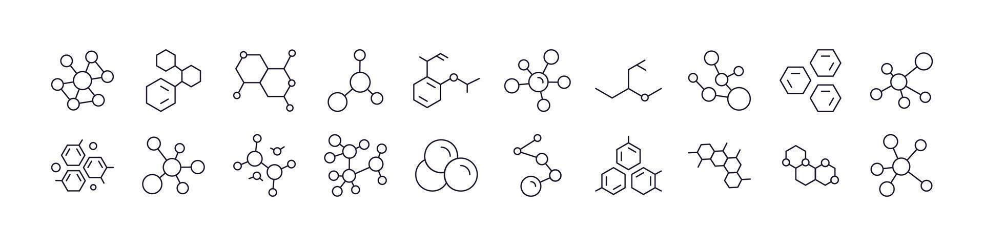 Atom Related Line Icons for Web Sites, Books, Cards, Apps. Editable Stroke. Perfect for Web Sites, Books, Cards, Apps vector