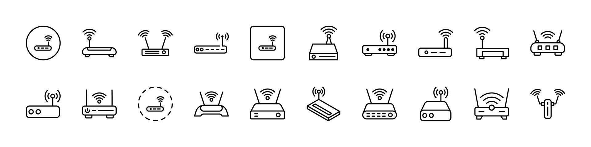 Wi Fi Router Collection of Thin Icons. Editable Stroke. Perfect for Web Sites, Books, Cards, Apps vector