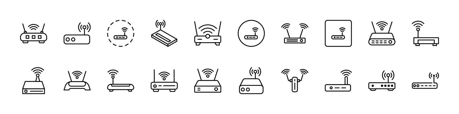 Wi Fi Router Related Icon Set. Editable Stroke. Perfect for Web Sites, Books, Cards, Apps vector
