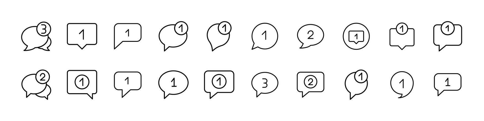 Speech Bubble Line Icon Pack. Minimalistic Linear Pictogram for Web and Graphic Design, Apps, Banners, Social Network and Cards vector
