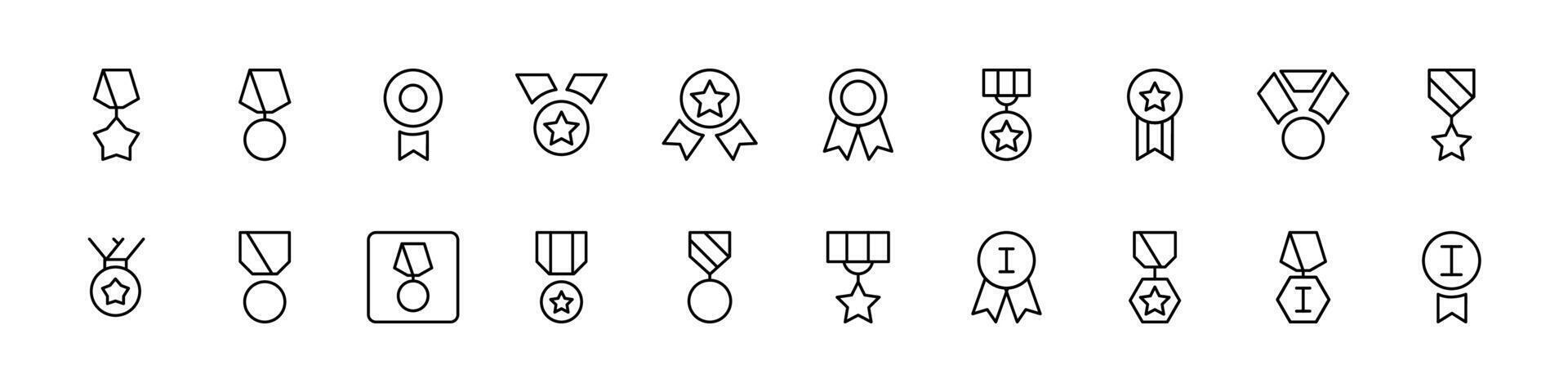 Medal Thin Icons Collection. Editable Stroke. Perfect for Web Sites, Books, Cards, Apps vector