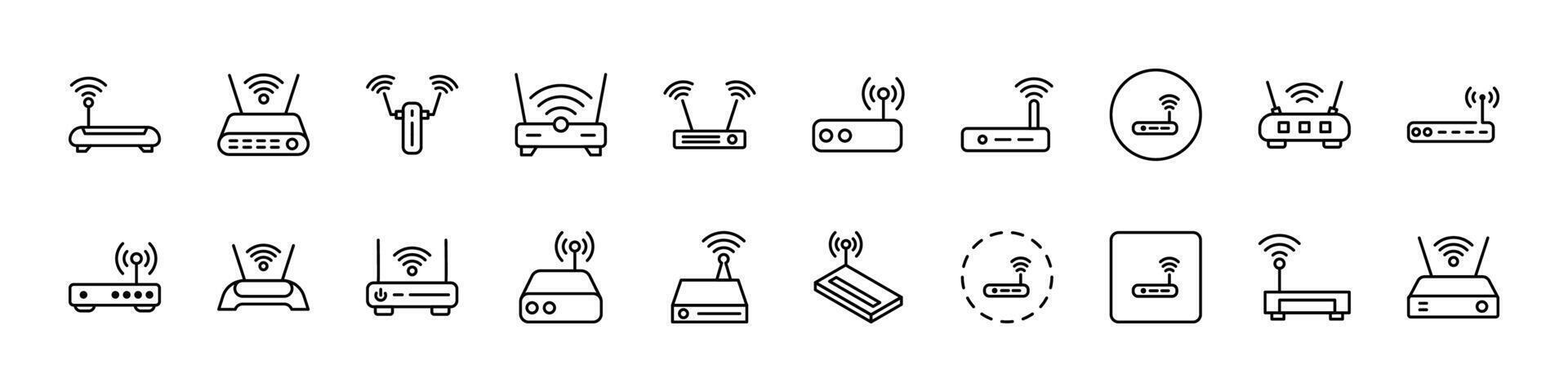 Wi Fi Router Pack of Thin Icons. Editable Stroke. Perfect for Web Sites, Books, Cards, Apps vector