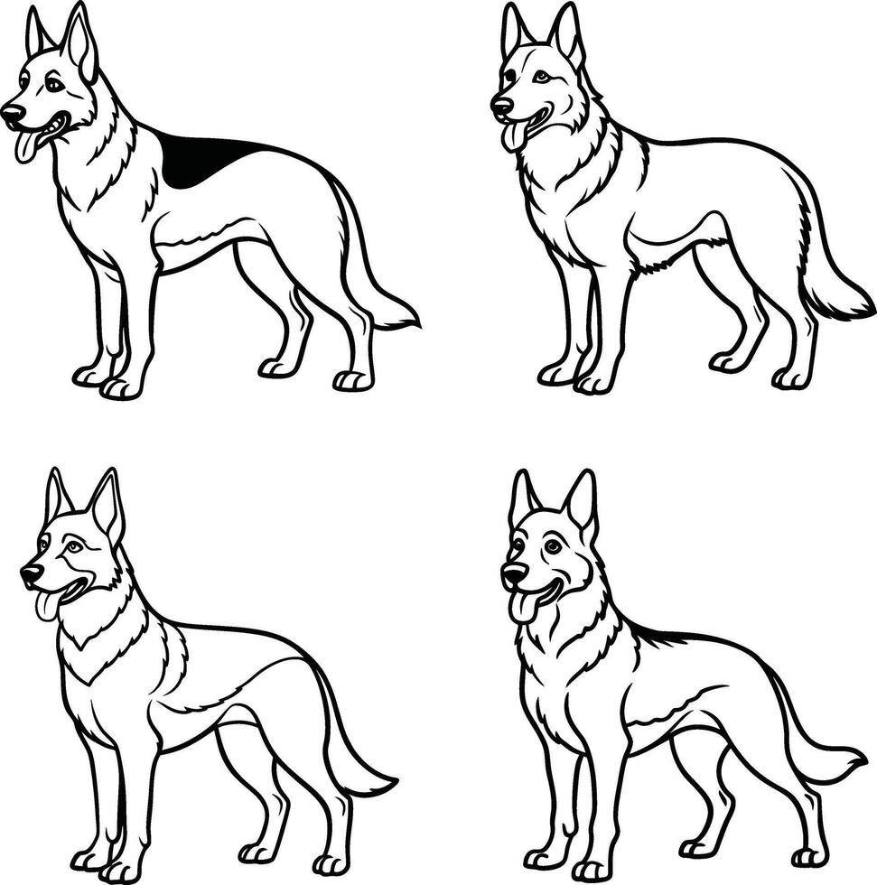 Funny dog figures black and white coloring sheet vector