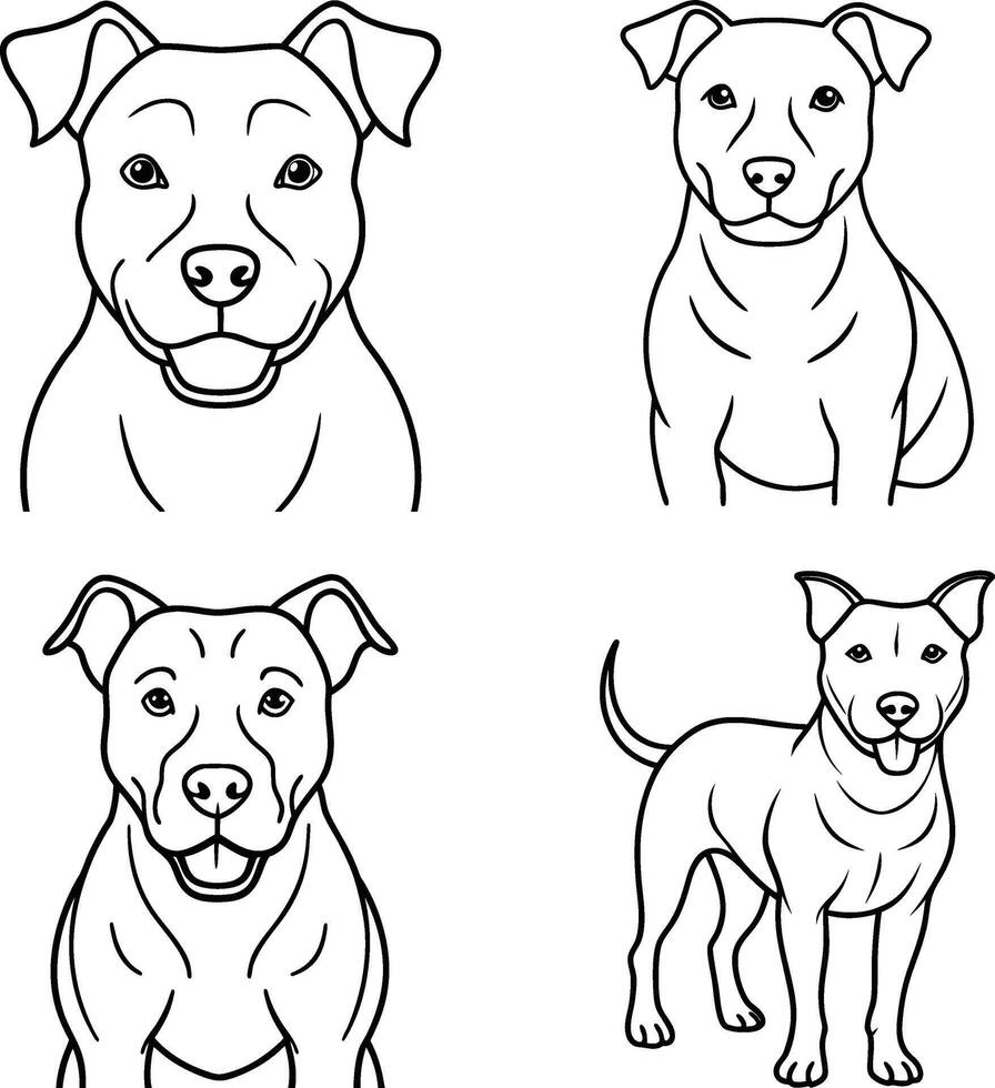Cheerful puppy set outline coloring sheet vector