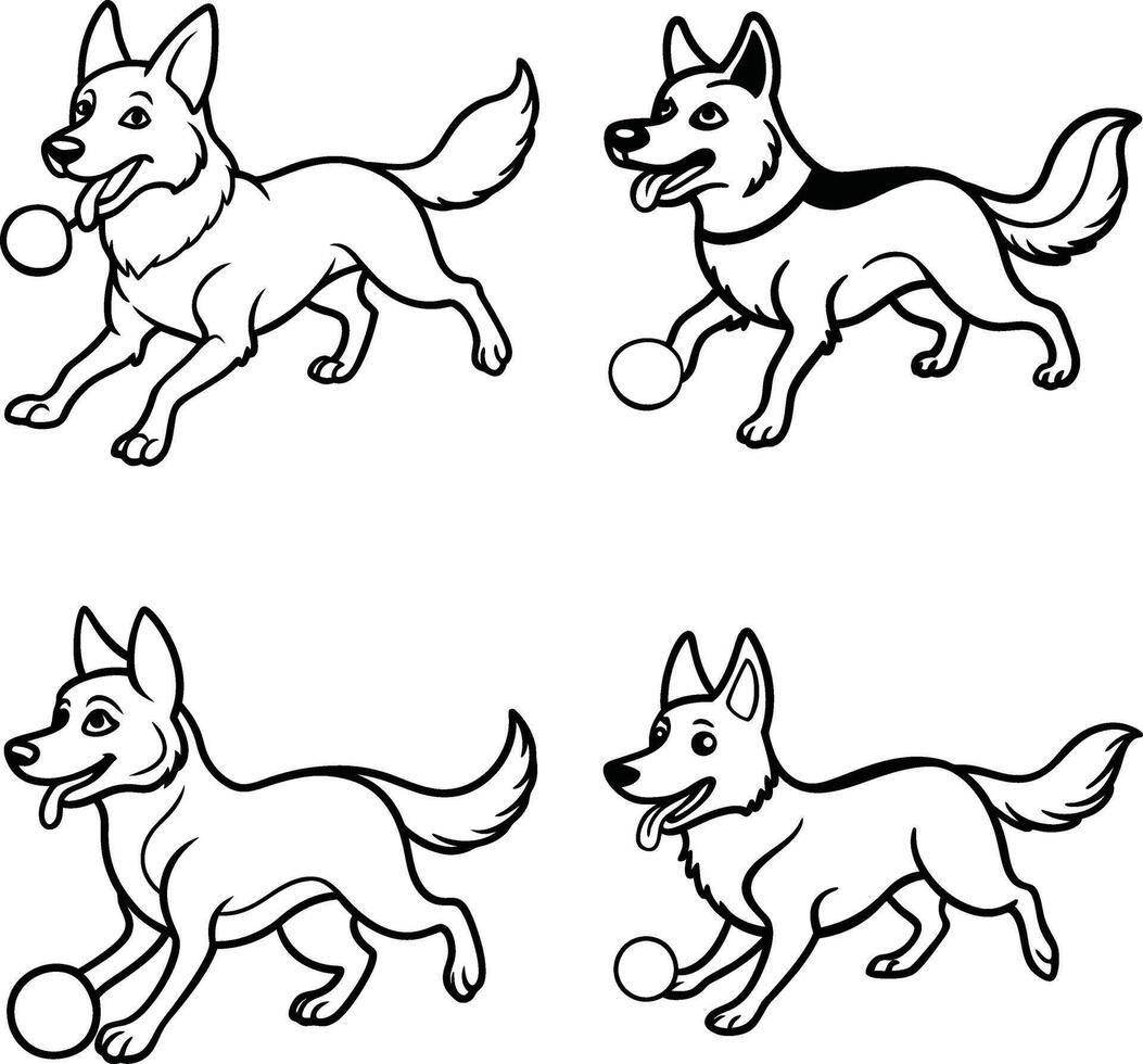 Lighthearted dog figures black and white page vector