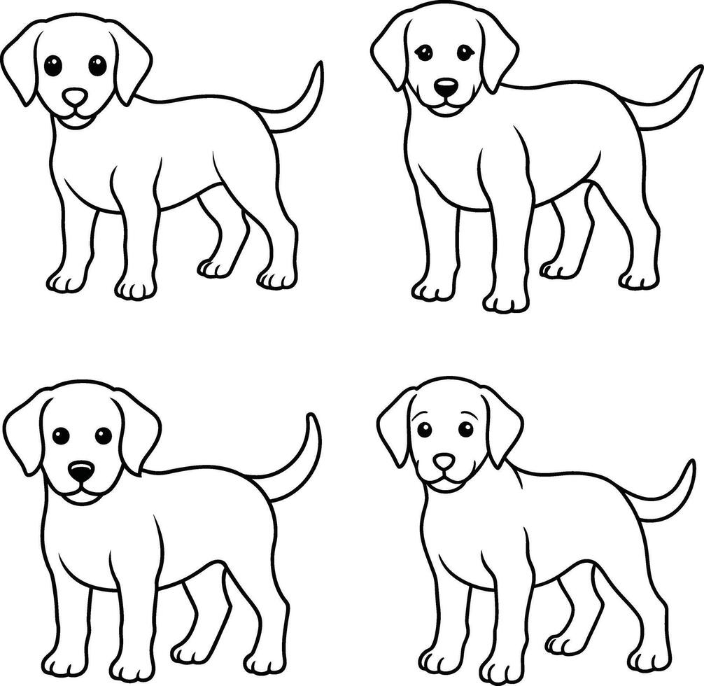 Humorous puppy set black and white page vector