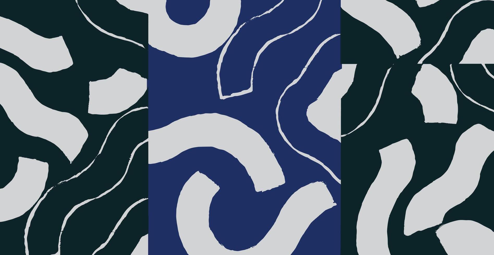 Crafted hand drawn brush line abstract pattern in indigo blue and white, Japanese and ethnic folk wood caving, block print texture surface background, simple graphic for textile, carpet vector