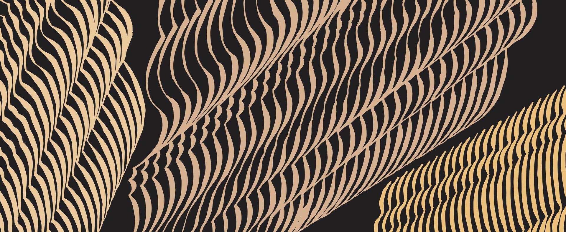 Hand drawn abstract brush line wood carving stripe background, Japanese and ethnic folk engraving, block print texture surface pattern, irregular wave and landscape inspired graphic for textile vector