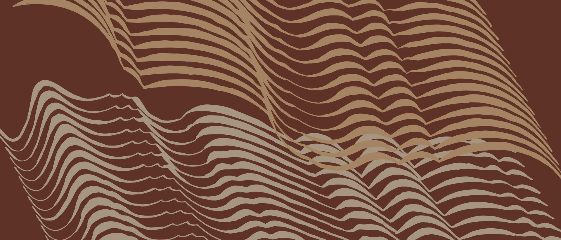 Hand drawn abstract brush line wood carving stripe background, Japanese and ethnic folk engraving, block print texture surface pattern, irregular wave and landscape inspired graphic for fabric vector