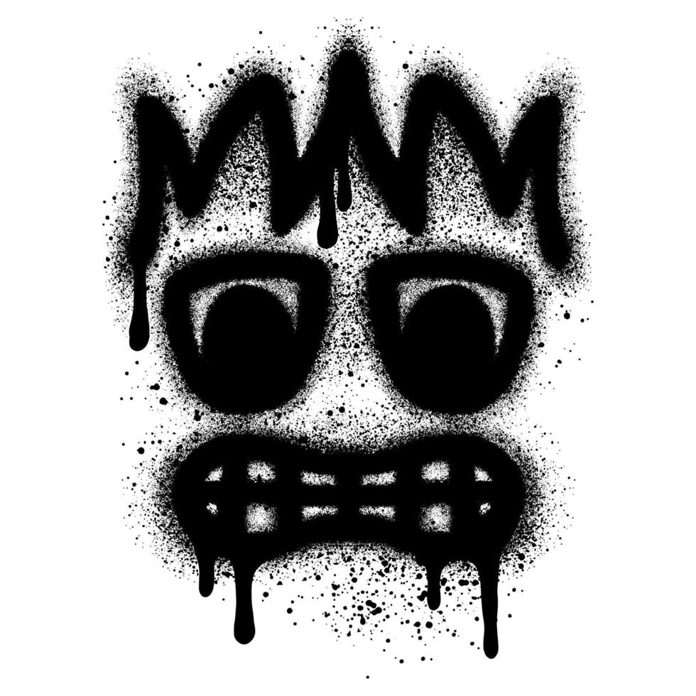 graffiti Emoji angry face with black spray paint. vector