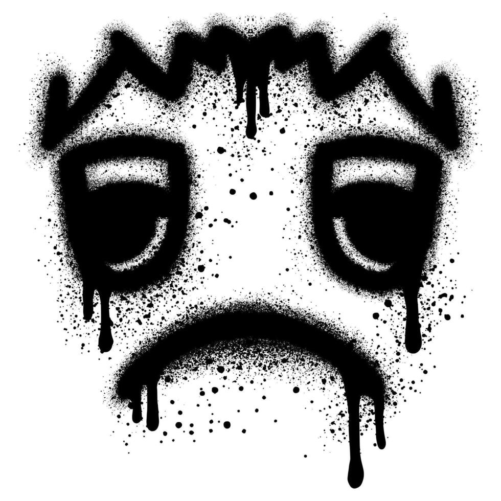 Graffiti Spray Paint Sad emoticon Isolated on white background. vector