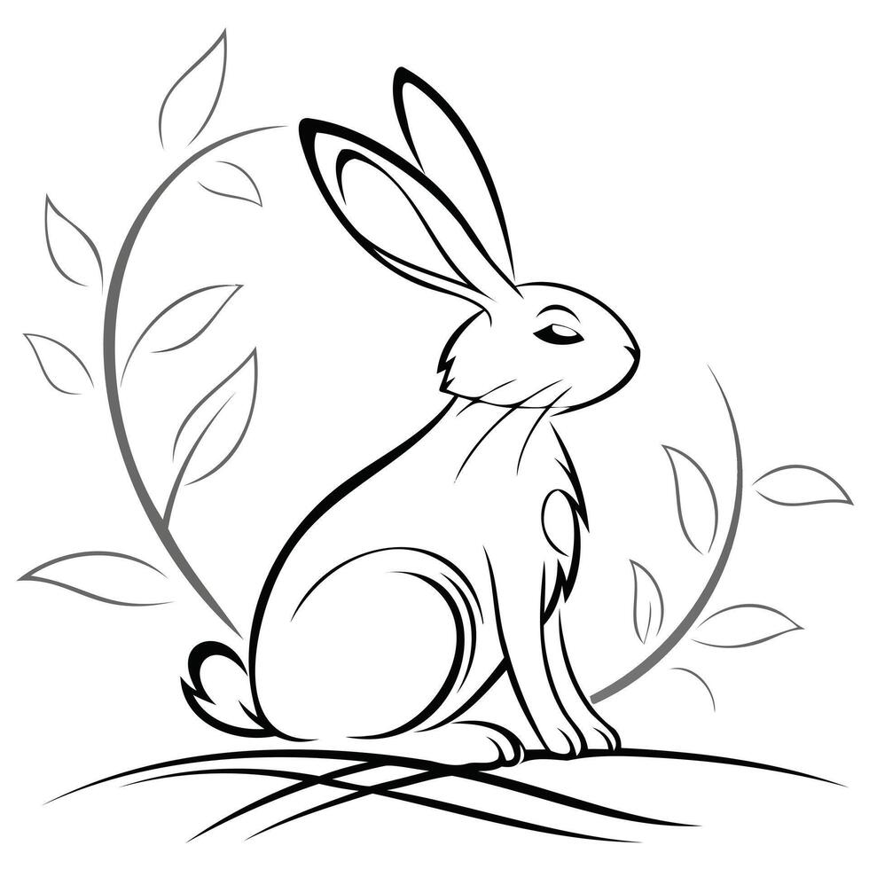 Elegant Bunny Line Drawing - Simple Animal Illustration vector