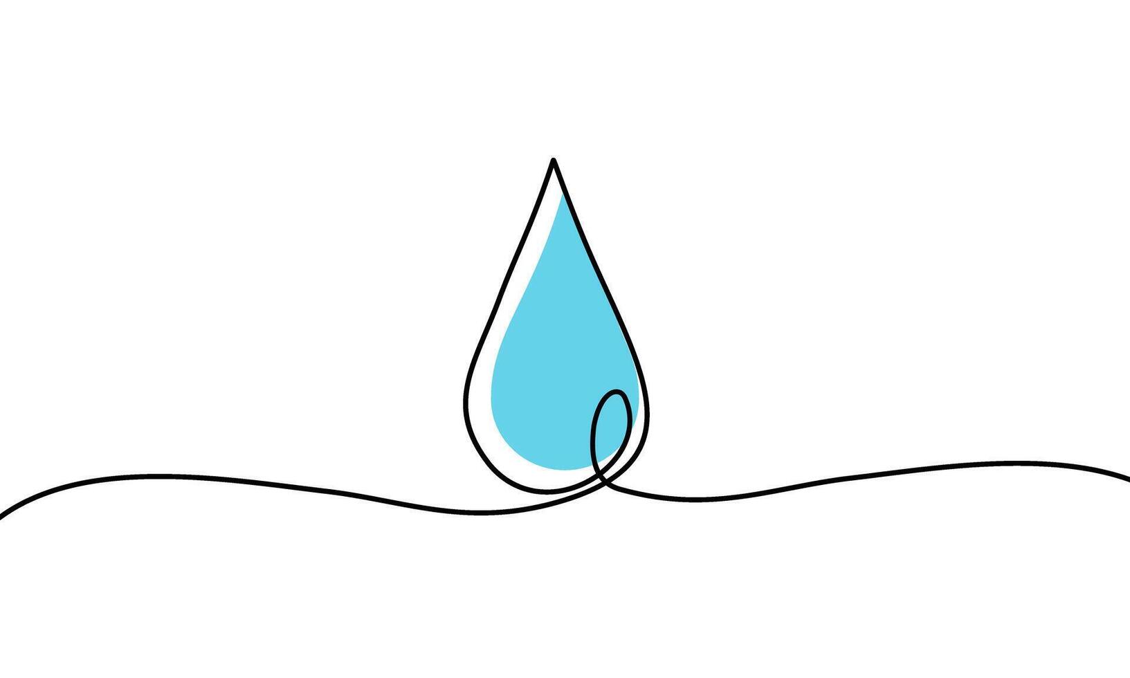 Continuous line drawing of Water drop on white background. vector