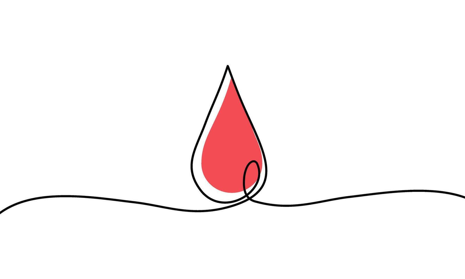 Continuous line drawing of blood drop on white background. vector