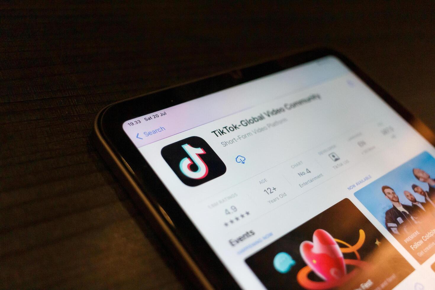 semarang, indonesia, 25 July 2024, Apple iPad devices display the TikTok app on the App Store photo