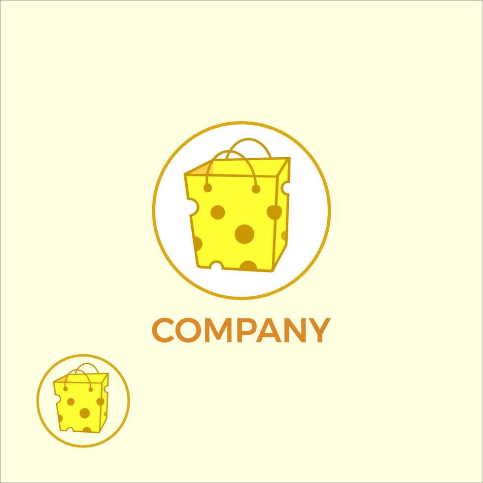 Cheese Shopping Bag logo design template vector