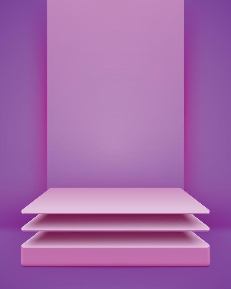 3d product presentation podium on glowing purple background vector