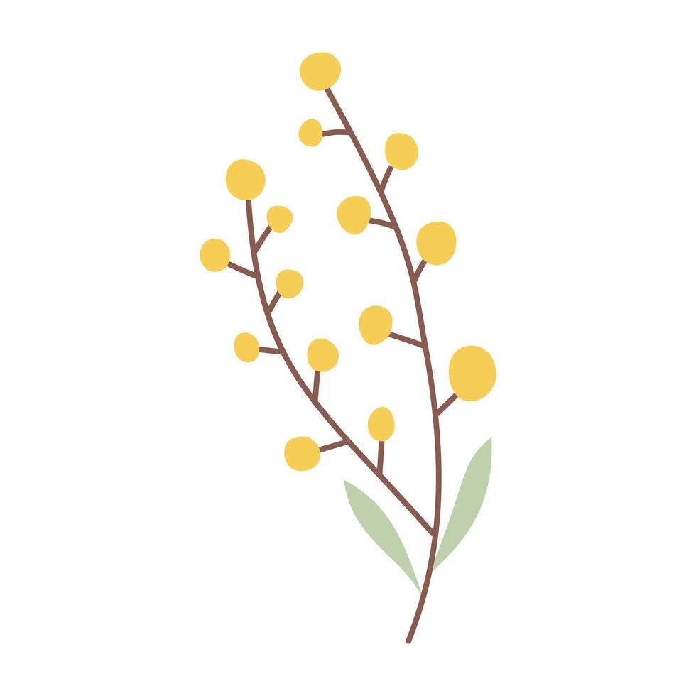 yellow flowers on a branch with leaves vector