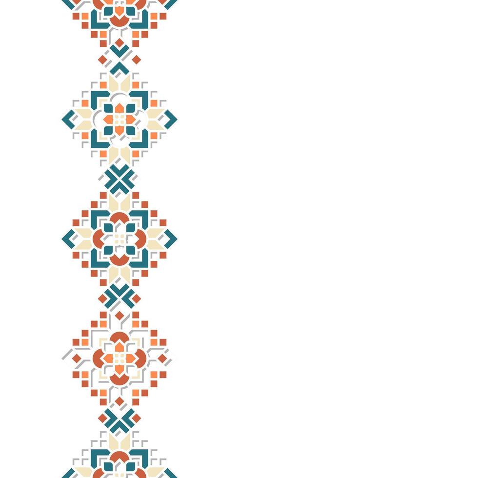 Islamic Geometric Ornament Border on Pastel Color Theme with Silhouette Textured vector