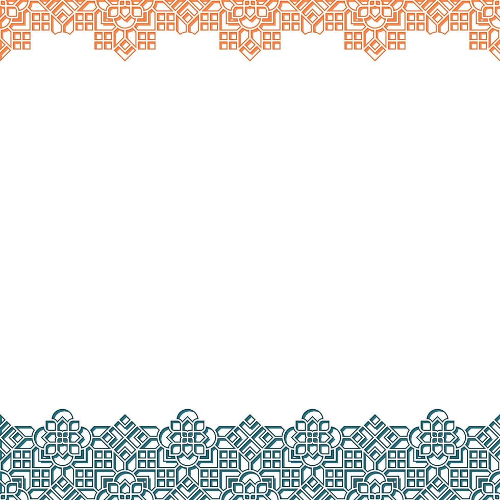 Islamic Geometric Ornament Border with Stroke and Silhouette Textured vector