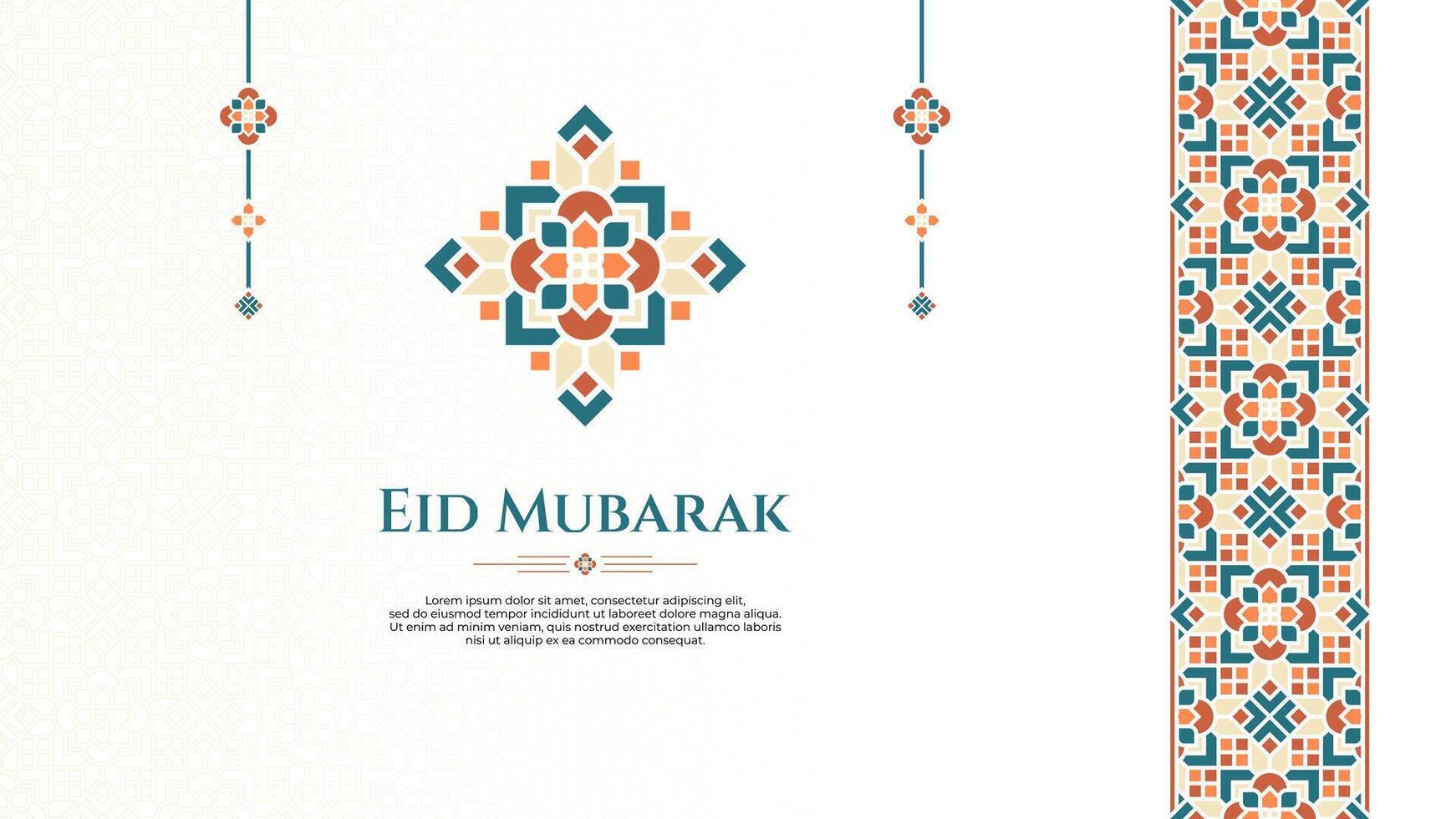Eid Mubarak Greeting Design with Islamic Geometric Ornament Border vector