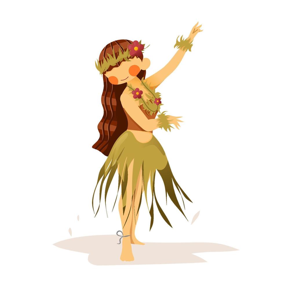 Girld do hawai or hula dance with white background vector